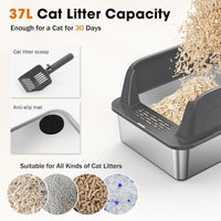 2PACK Stainless Steel Litter Box - Dark Grey / XL - image 4