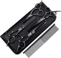 Dog Grooming Scissors Kit with Safety Round Tips - Black