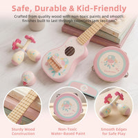 Kids Guitar for Girls,Wooden Musical Instruments Toy for Toddlers – Fun for Kids & Family - Pink for Girls - image 3