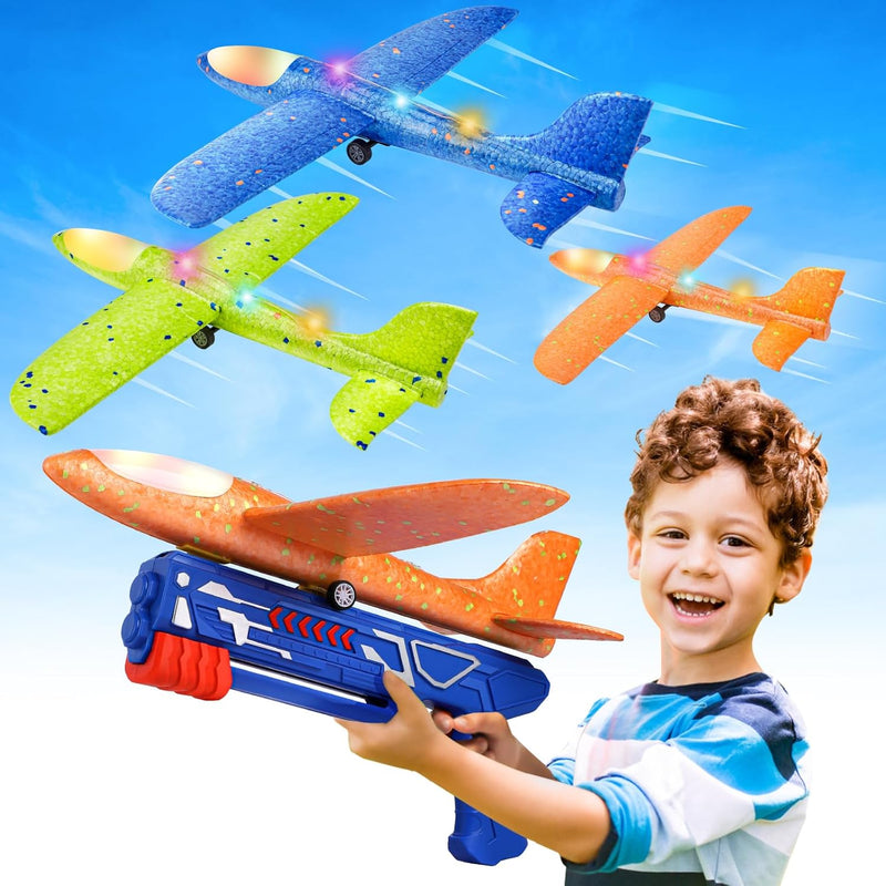 Fuwidvia 3 Pack Airplane Launcher Toys - Blue&green&orange