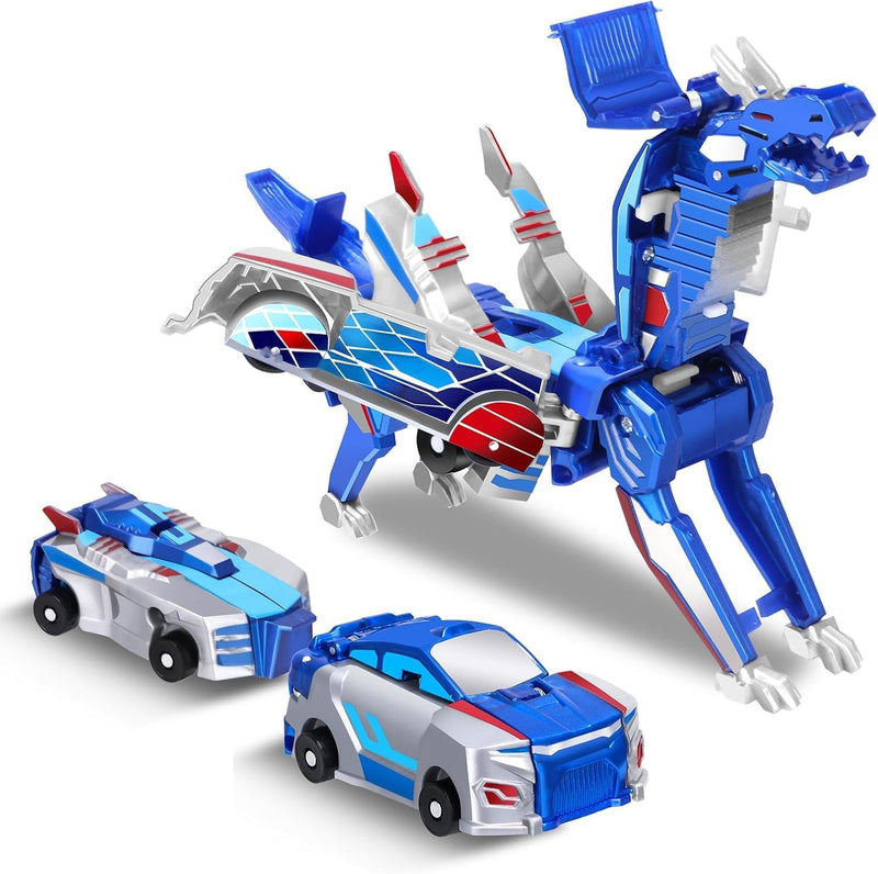 The Ultimate Unicorn car Toy！Two Children's car Robots Collide - Blue/White