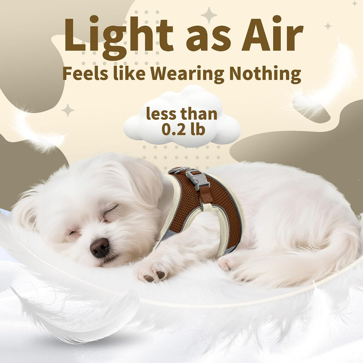 AIITLE Small Dog Harness and Leash Set, Step-in Puppy Pet Vest - XXS(Chest: 10 - 11.5") / Beige - image 4