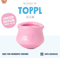 WEST PAW Zogoflex Limited Edition Toppl Treat Dispensing Dog Toy Puzzle – Interactive Chew Toys for Dogs – Dog Toy for Moderate Chewers, Fetch, Catch – Holds Kibble, Treats, Small 3", Bubblegum