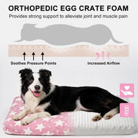 Dog Bed Crate Mat, Soft Durable Washable Anti-Slip Kennel Pad for Dogs & Cats, Reversible) - M(30"*20"*3.1") / Big&Little Stars Pink-1pc - image 3