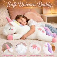 32inch Cute Giant Pink Unicorn Plush, Jumbo Soft Body Pillow Pet - White / 40 inch - image 3