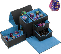 Stepane dice tray and dice tower storage box in black and red PU leather with drawers - view 7