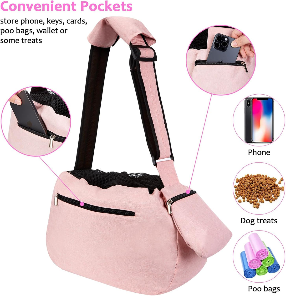 Ownpets XL Dog Sling 15-25lbs - Pink - image 3