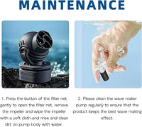 FREESEA Aquarium Powerhead Wave Maker: 1050 GPH Circulation Wavemaker Pump - 360° Adjustable Power Head with Magnetic Suction for 1-55 Gallon Fish Tank | Saltwater | Freshwater