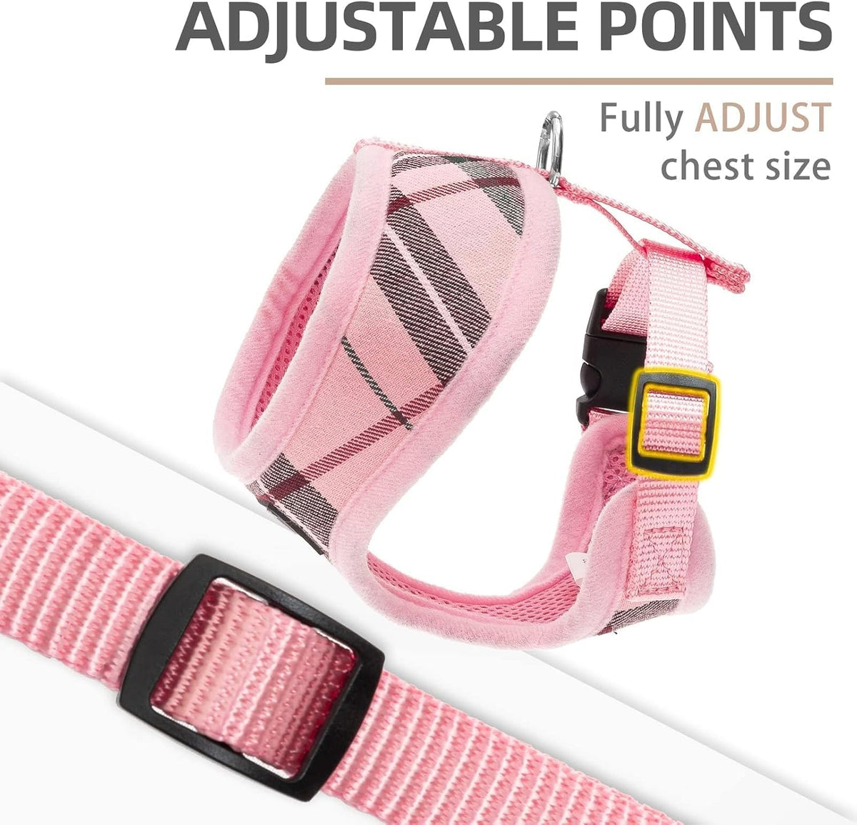Pupteck Soft Mesh Dog Harness Sized and Leash Set Pet Puppy Cat - Light pink / XS (NECK: 10", CHEST: 10"-14") / Classic over-the-head harness - image 3