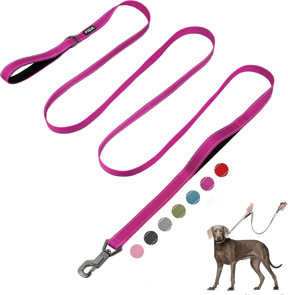 Fida Heavy Duty Dog Leash for Medium Large Dogs - 10 Feet (Pack of 1) / Rose