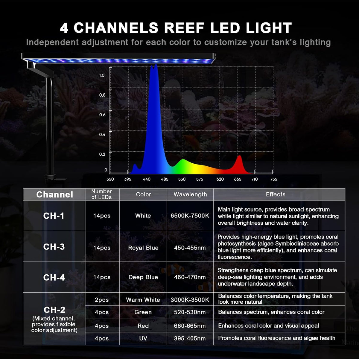 FZONE Solo Series Nano Aquarium Light for Freshwater and Planted Tanks – Essentials for Fish - Blue- Marine - image 2