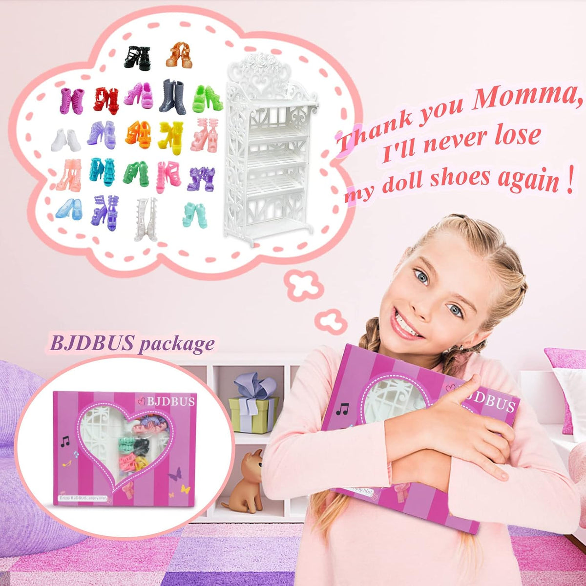 1 Doll Shoes Rack Shelf + 20 Pairs Shoes Set for 11.5 Inch Girl Doll – Fun for Kids & Family - image 2