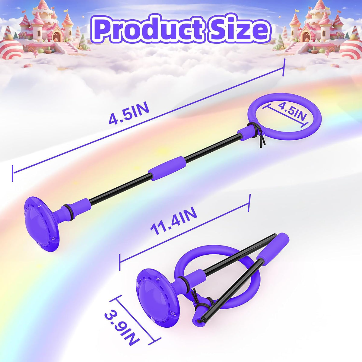 Aidabli purple ankle skip ball for kids with a light up flash wheel and padded ankle loop - view 7