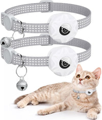 AirTag Cat Collar, Reflective Kitten Collar Breakaway – Essentials for Cats - White/White
