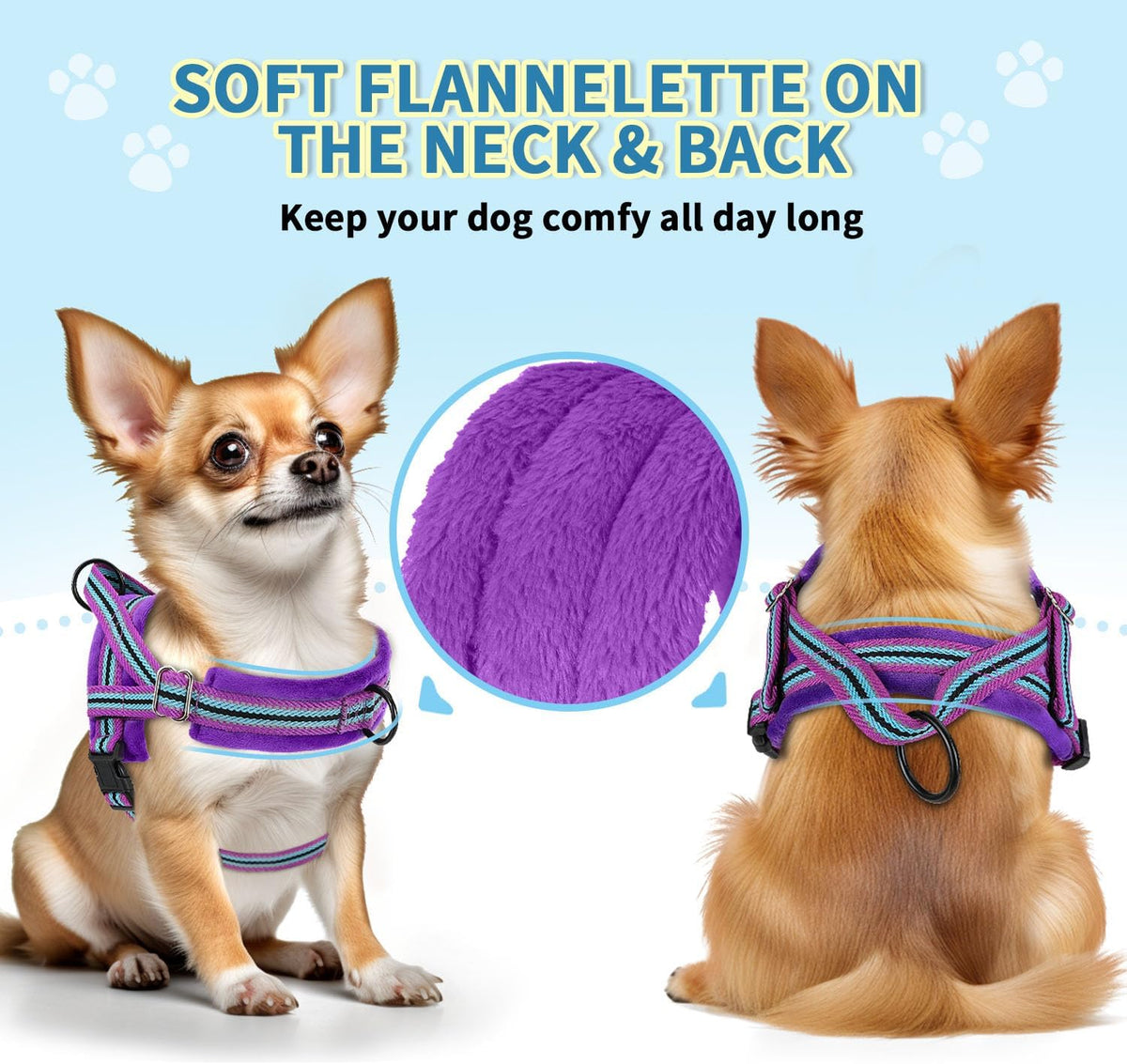 SlowTon No Pull Small Dog Harness and Leash Set with Front Clip – Essentials for Dogs - Medium / Purple - image 2