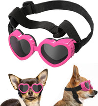 Lewondr Small Dog Sunglasses UV Protection Heart Shape Dogs Goggles - Pink / Heart