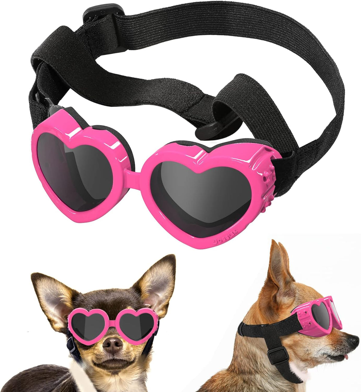 Lewondr Small Dog Sunglasses UV Protection Heart Shape Dogs Goggles - Pink / Heart