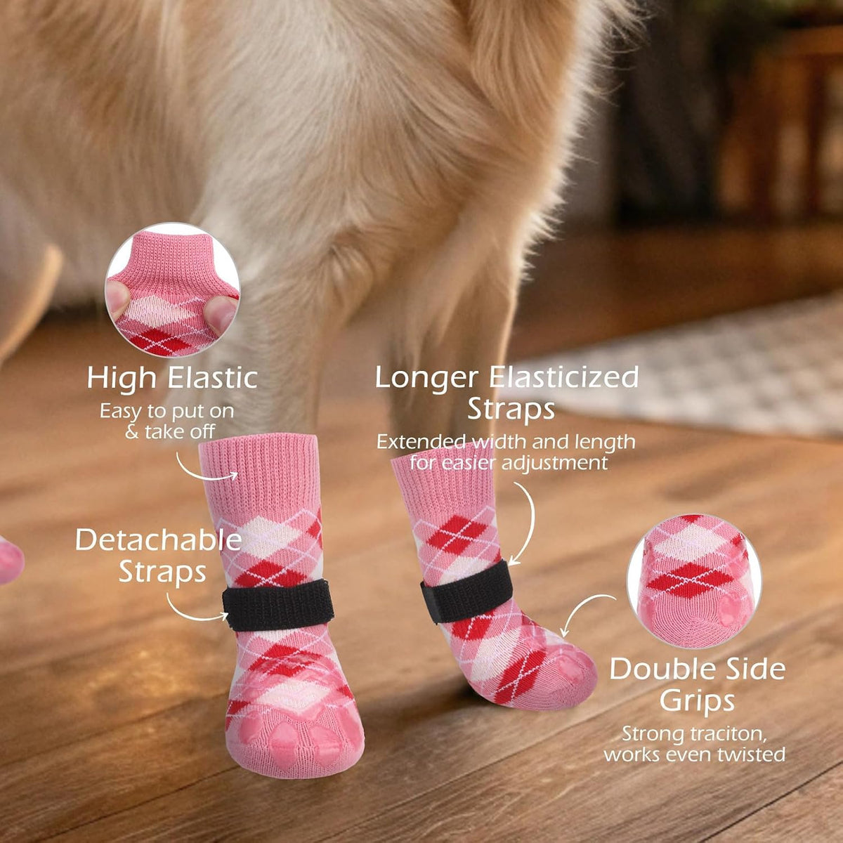 EXPAWLORER Dog Socks to Prevent Licking Paws - Small / Pink - image 3