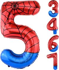 40 Inch Vibrant Spider-Themed Number Foil Balloons - Red+blue / 5