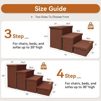 Dog Stairs with Storage 18" H, 3-Step Wider Dog Steps for Small/Medium/Large Old Dogs Cats, Folding Sturdy Pet Stairs Climbing Bed Couch, Ramp for Car Hold Up to 200 lbs (Brown, No Condo)
