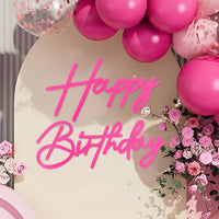 Happy Birthday Sign for Backdrop - Felt / Hot Pink