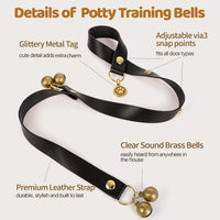 Kytely Leather Dog Doorbells to Go Outside - Black - image 3