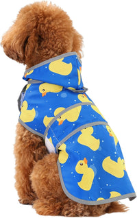 Dog Raincoat, Waterproof Dog Rain Jacket with Hood - Blue Duck / Small - image 2