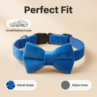 Dog Collar with Bowtie Soft Velvet Material with Quick Release Buckle - M / Royal Blue - image 2