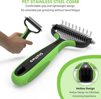 Deshedding Dog Brush for Shedding, Undercoat Rake for Dog&Cat – Essentials for Dogs - Green - image 4