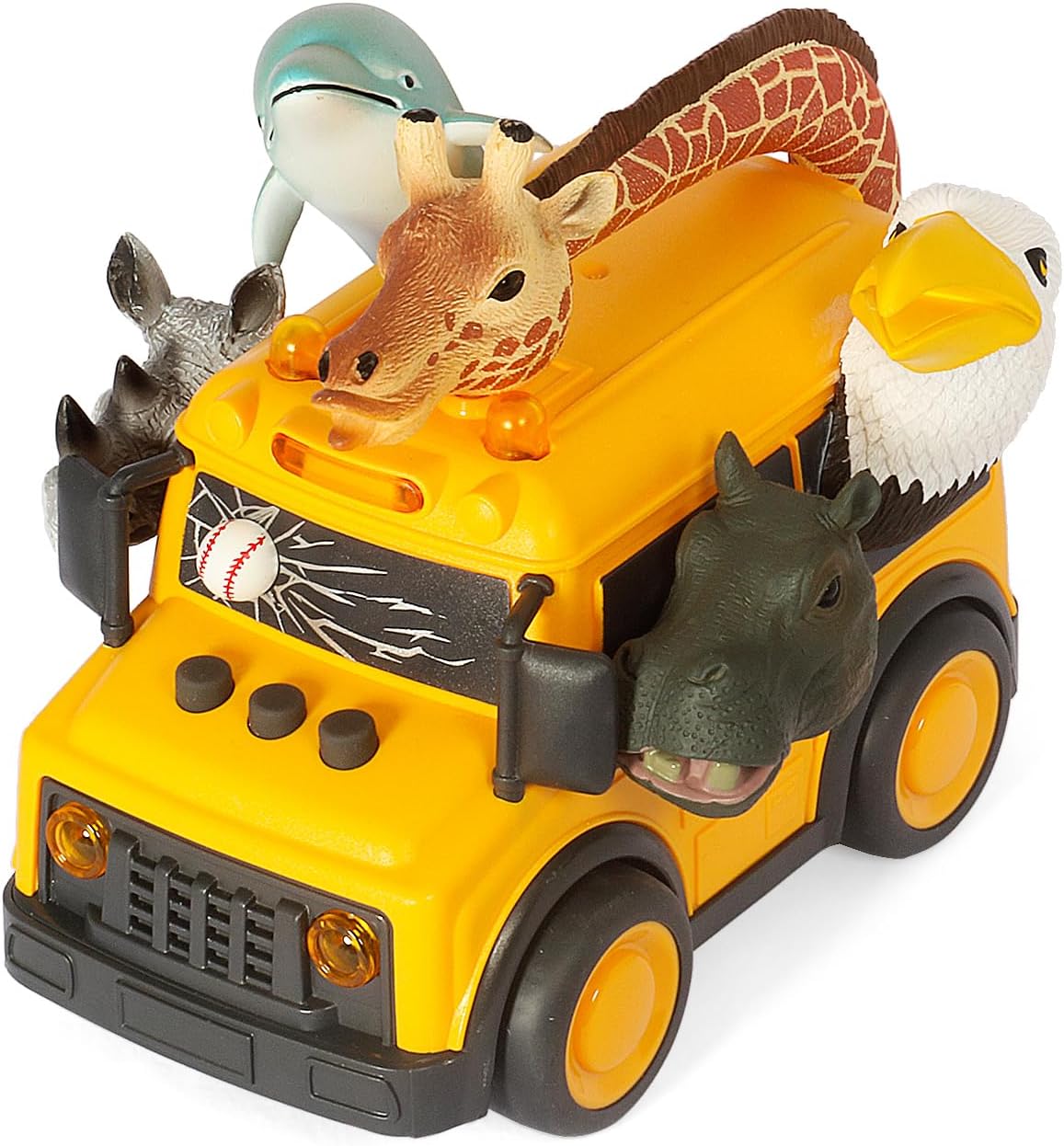 DINOBROS School Bus Toy with Light and Sound - Animal School Bus