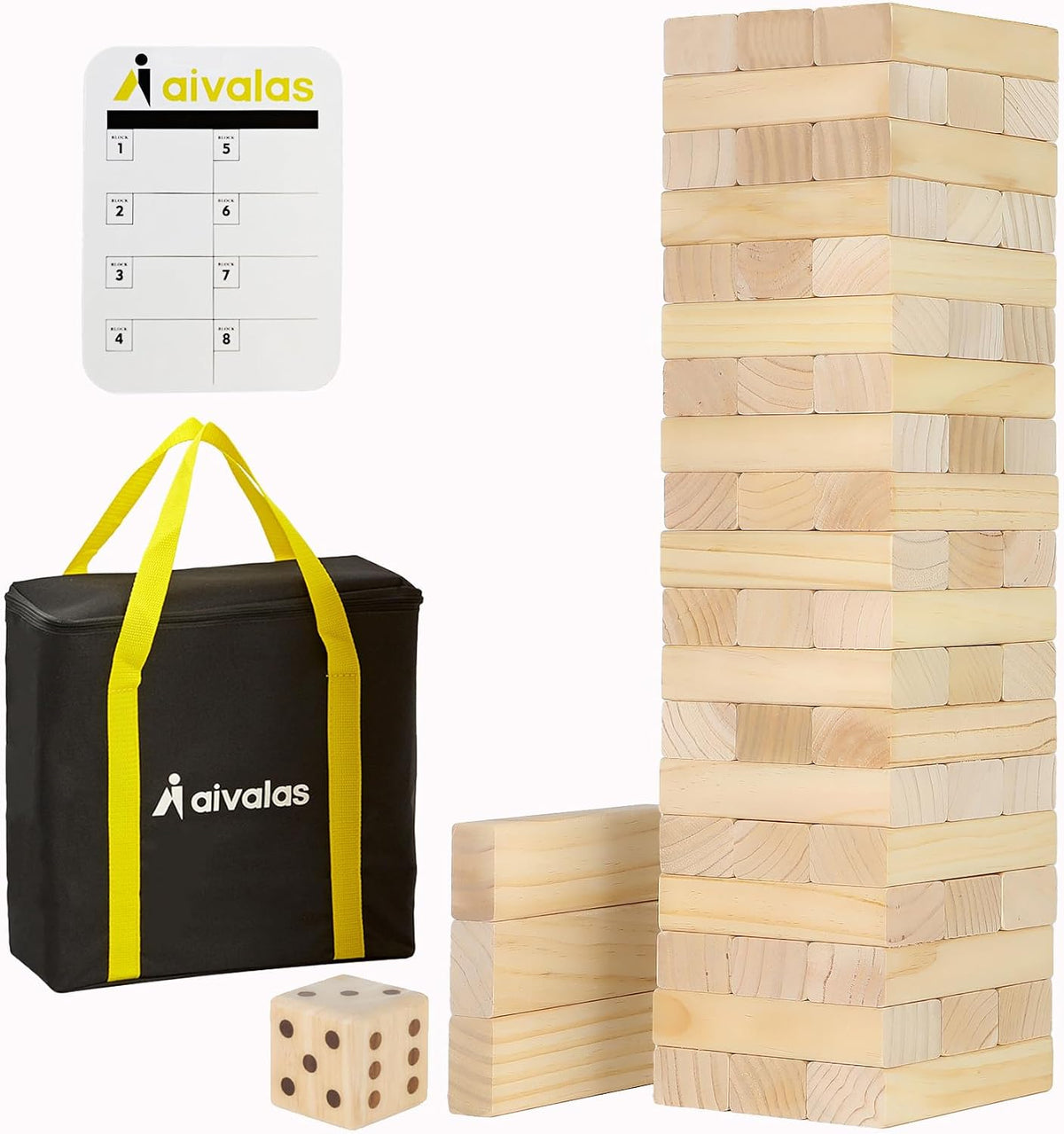 Aivalas Giant Tumble Tower 57 Blocks 4.2FT Indoor Outdoor Games - M-Over 3.2 FT-60PCS
