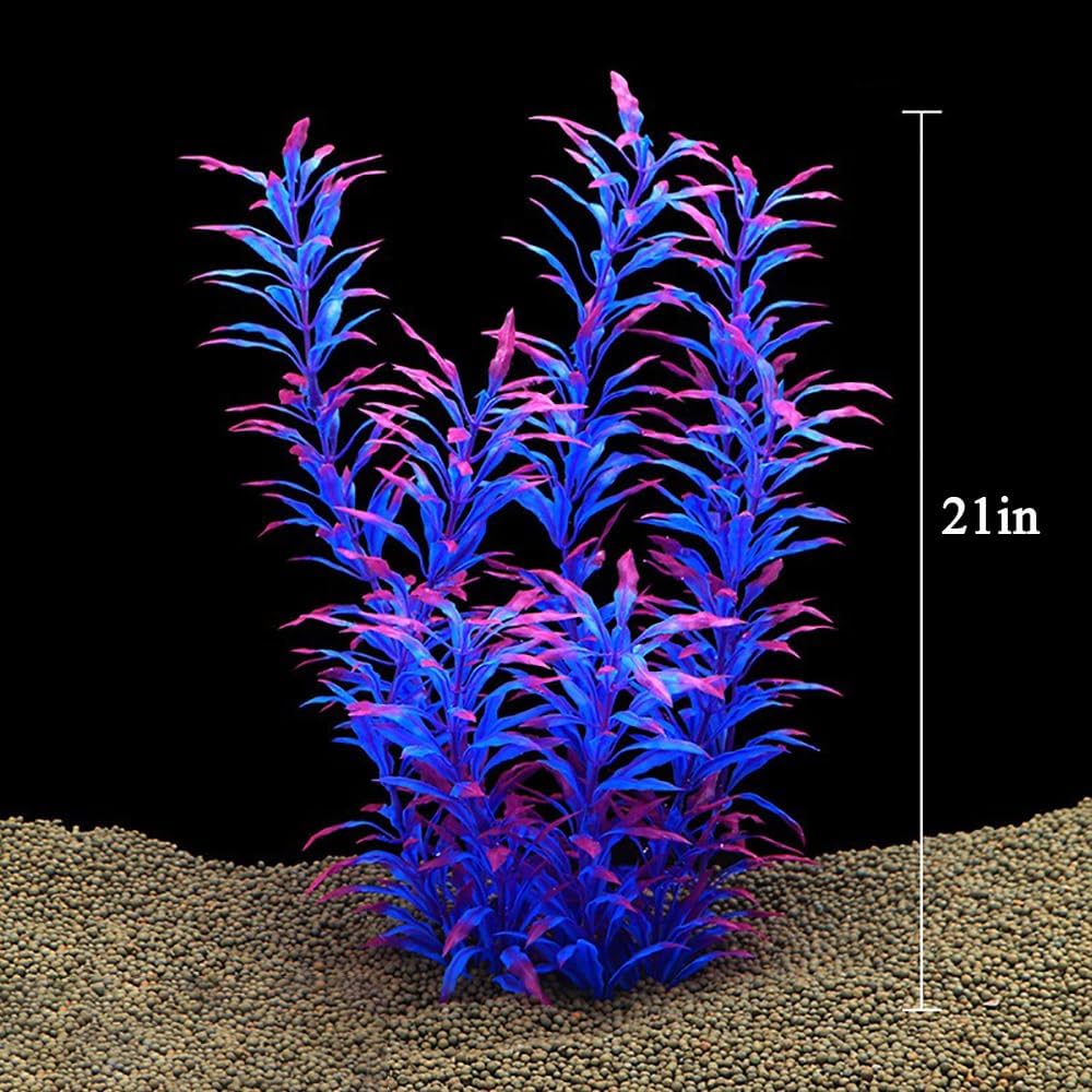 DSkoiph 2 pcs Aquarium Decor Plastic Plants Extra Large 21 Inches - Purple - image 2