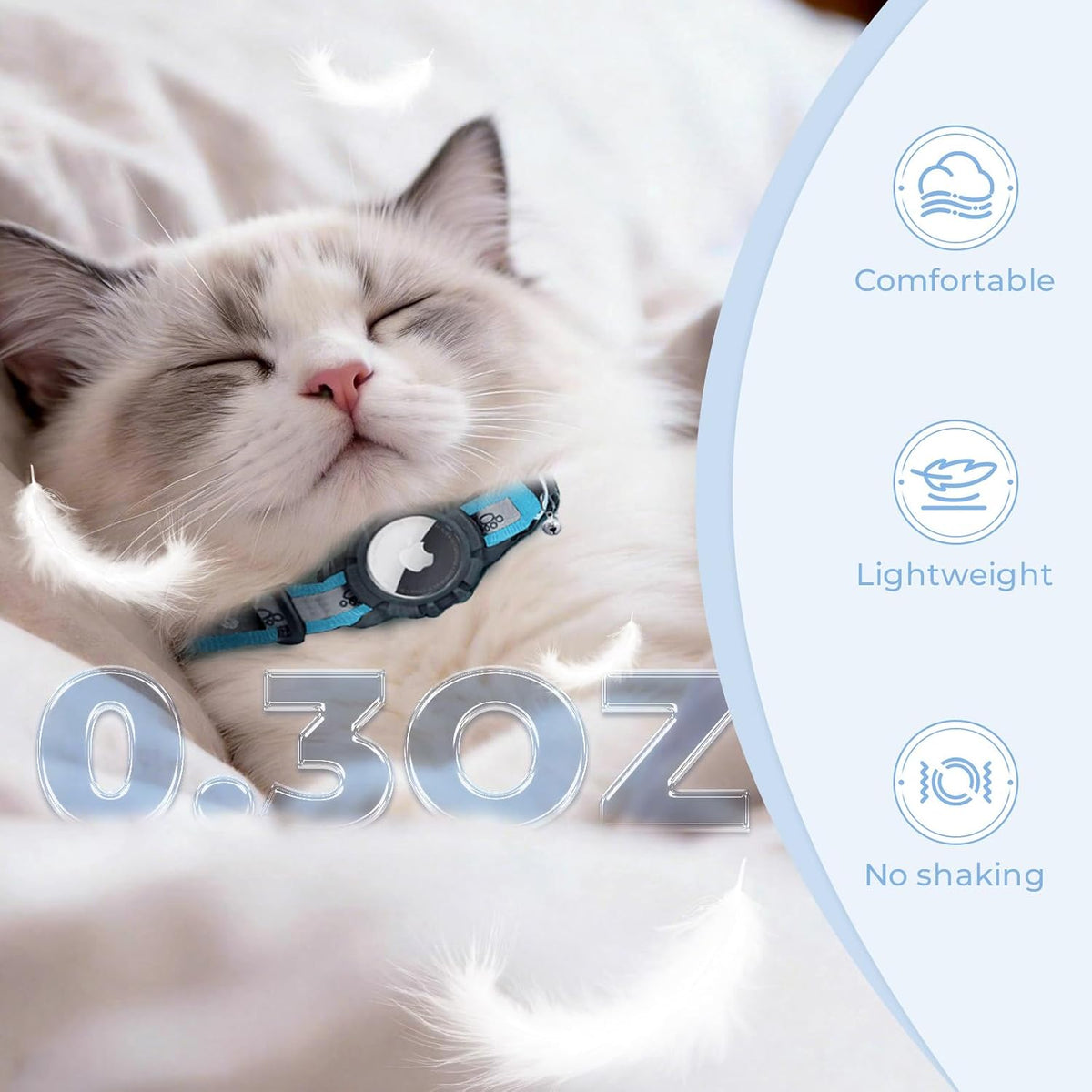 Reflective AirTag Cat Collar - Blue / Breakaway(8.5"-12") - image 4