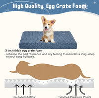 EMPSIGN Dog Bed Mat Crate Pad Mattress, Ultra Soft Pet Kennel - Navy/Grey / M(29"*18"*3") - image 2