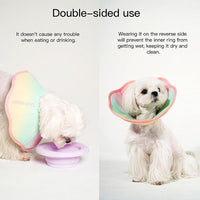 Touchdog Foldable Dog Cone Collar for Cats & Dogs - Adjustable Soft Recovery Collar with Waterproof PU Coating, Lightweight Design, 24.5cm/9.6in Wide Barrier (Pink Gradient Color, L)
