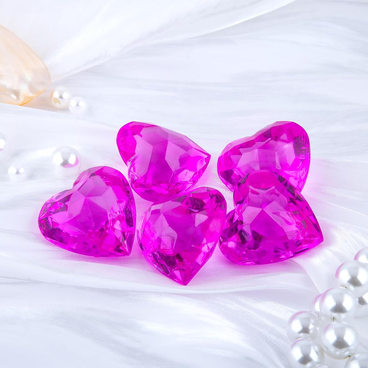Niceup acrylic heart gems, 30 chunky 3D heart-shaped diamond gemstones for kids - view 20