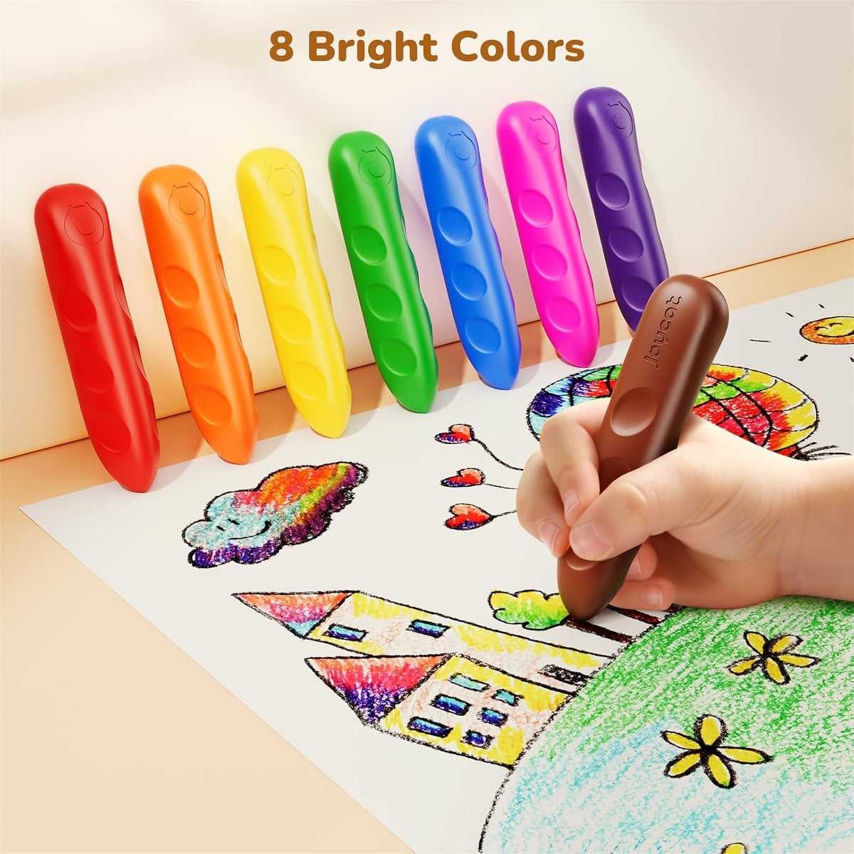JoyCat 8 Colors Jumbo Crayons for Toddlers 1-3 - 8 - image 2