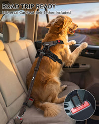 Joytale No Pull Dog Harness & Seat Belt, Easy On 3-Buckle, L - Brown / Large - image 3