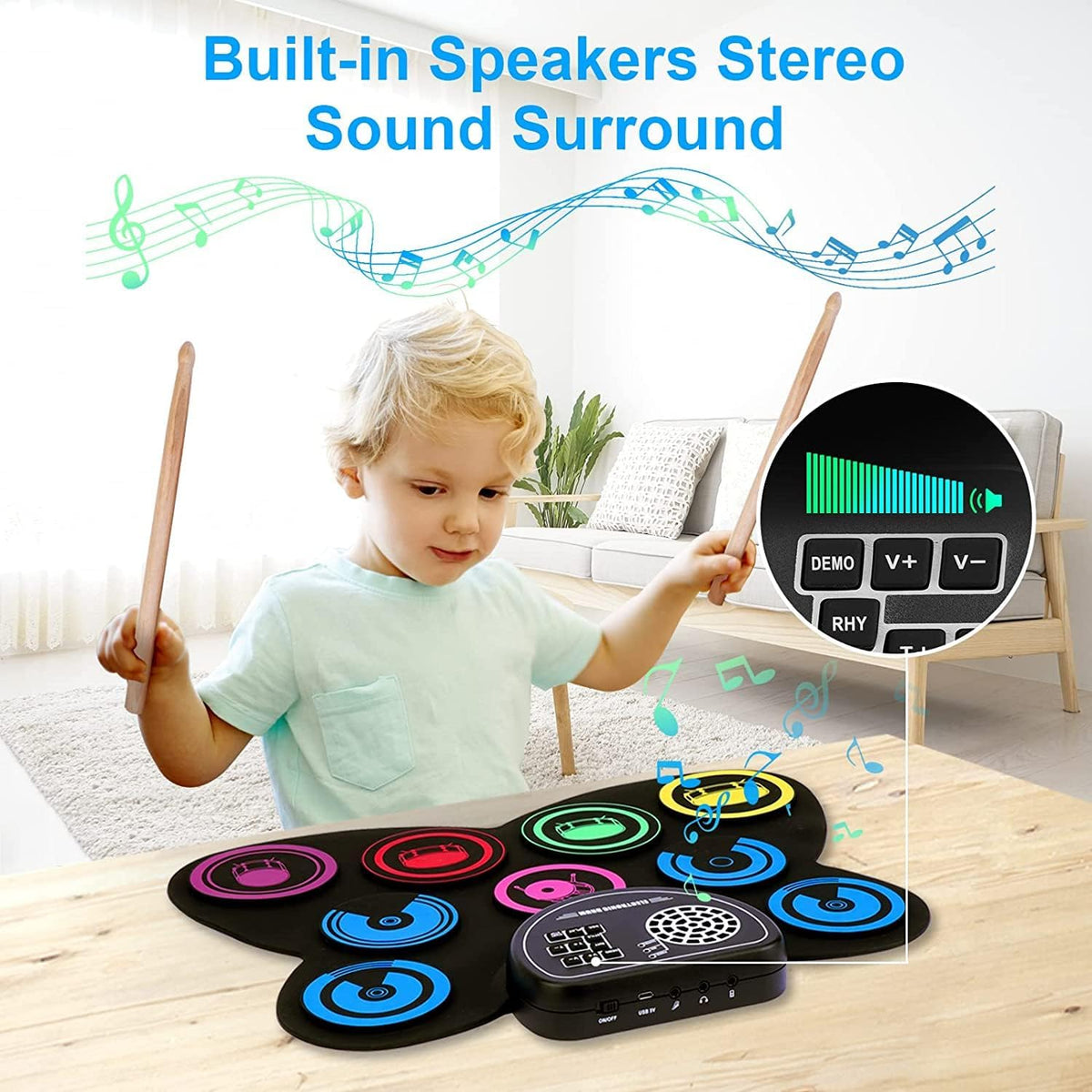 Electric Drum Set, 9 Drum Practice Pad - multi-colored - image 3