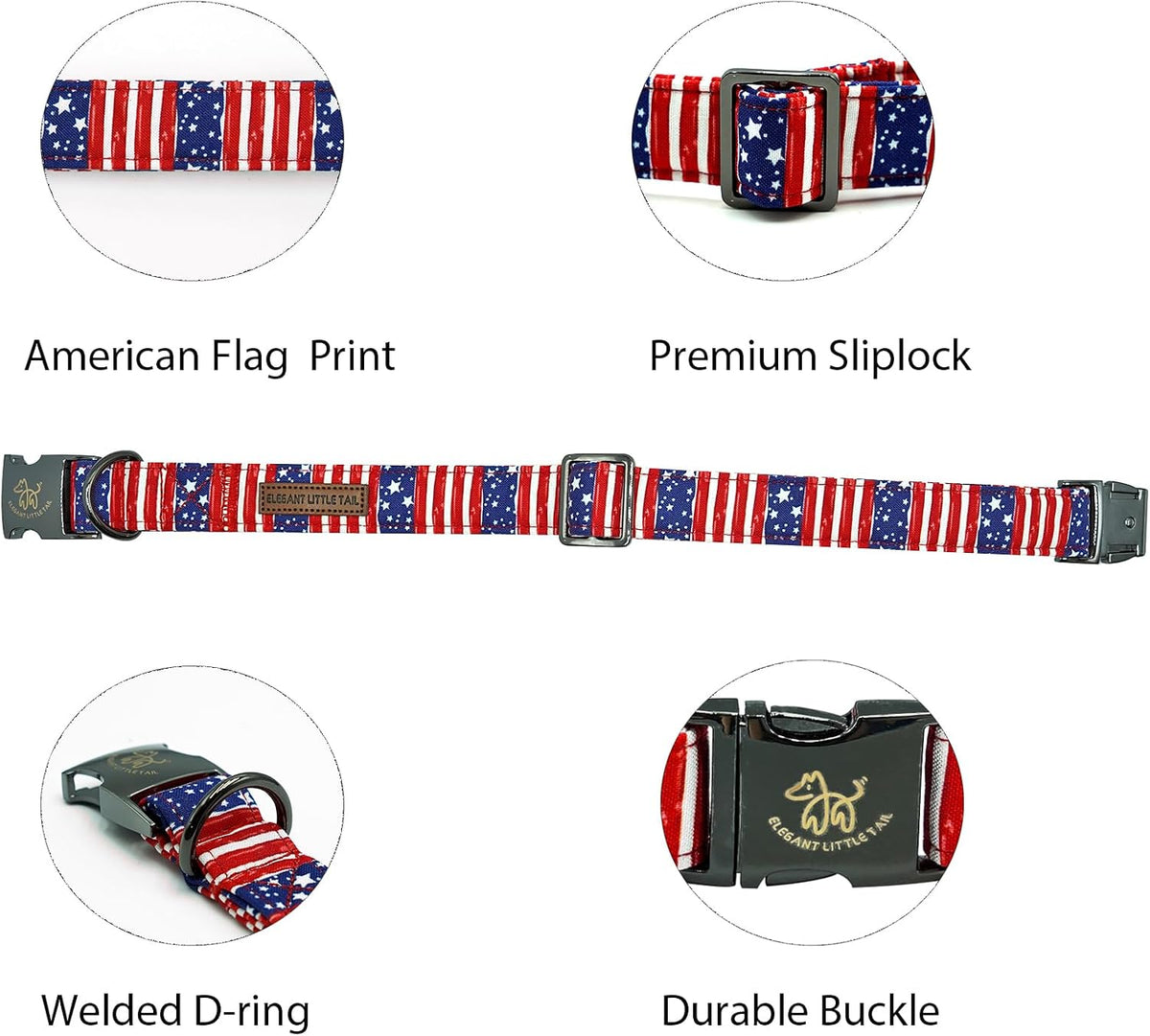 Elegant little tail Fall Dog Collar - American Flag B / X-Small (Pack of 1) - image 2