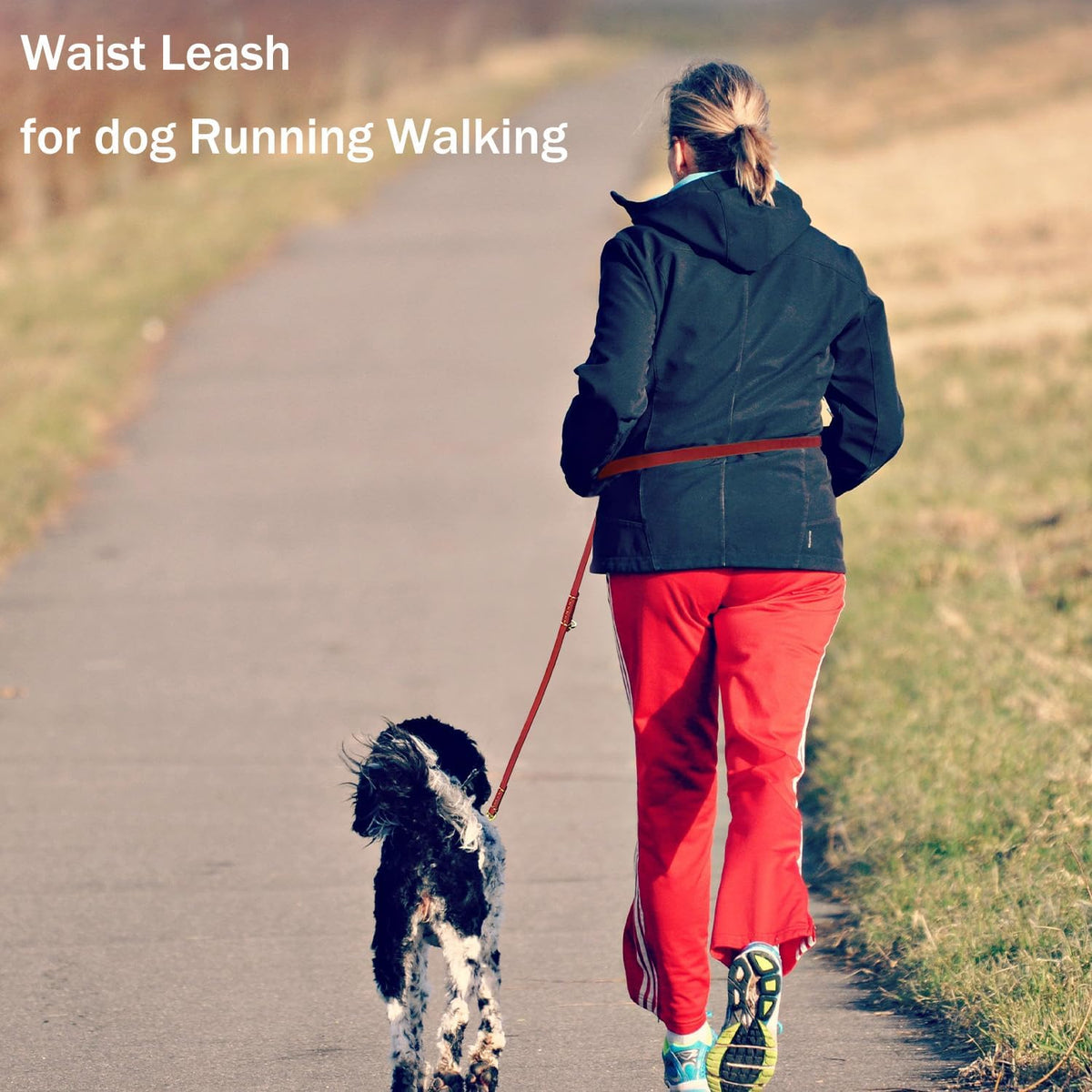 LWBMG Multi Function Leather Dog Leash 8ft Genuine Leather Leash - 8ft x 1/2inch / Red - image 3