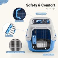 DUMOS 23" Hard-Sided Pet Carrier for Small Pets - Modern Blue / 22.4"L x 14.6"W x 13.0"H - image 3