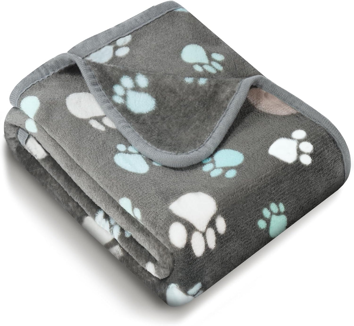 Dog Blankets 4 Pack, Soft Fleece Throw for Cats Puppies - Gray 40x32 Inch