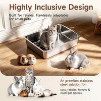 Stainless Steel High Sides Cat Litter Box - L-19.49"L x 13.58"W x 3.94"H - image 4