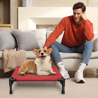 Love&go Elevated Dog Bed with Metal Frame - S - Red / Small-18.5x18.5x5.5 inch - image 4