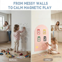 Qiytecno magnetic arch wall decal in quiet gray with chalk drawing - view 19