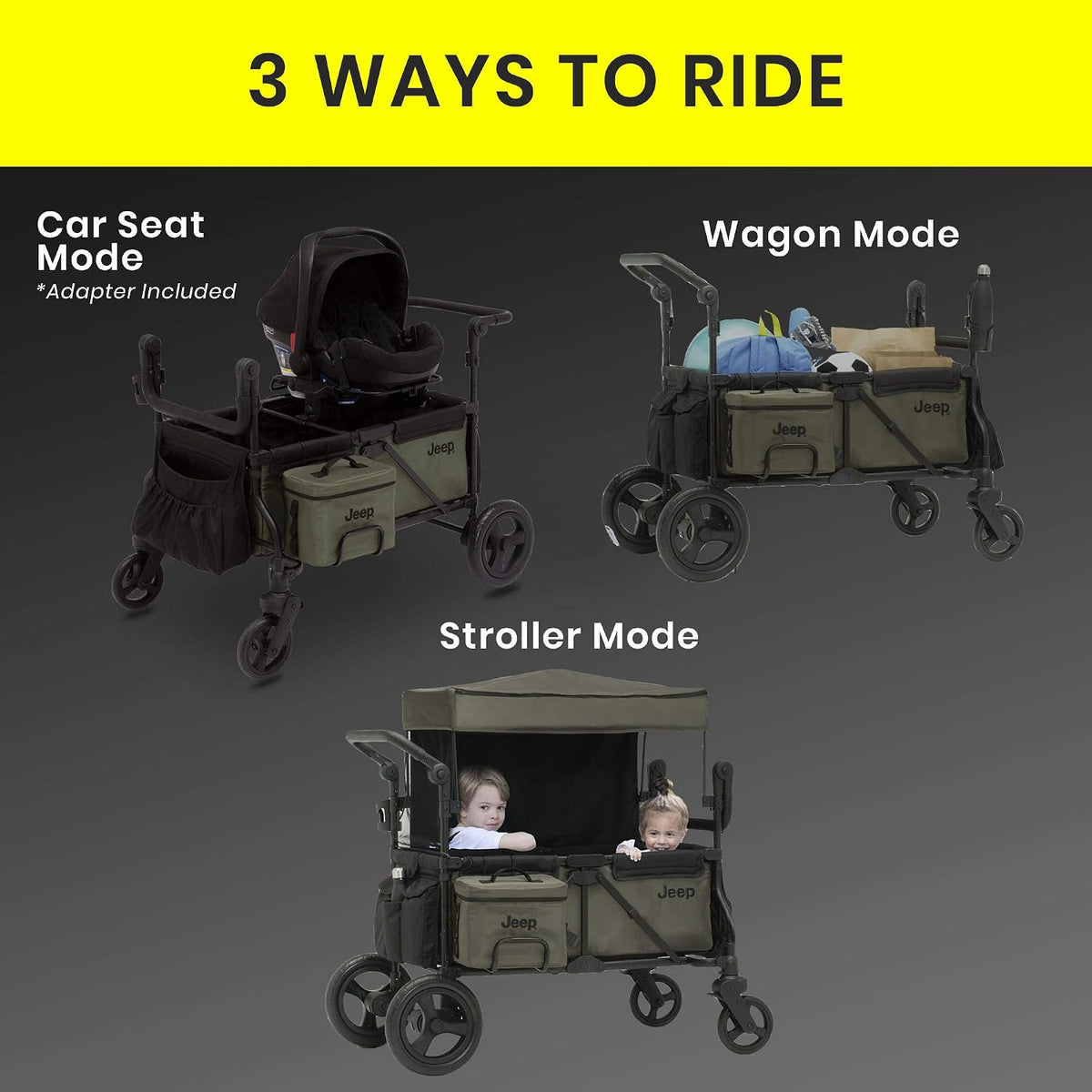 Jeep Deluxe Wrangler Stroller Wagon with Cooler Bag and Parent - image 2