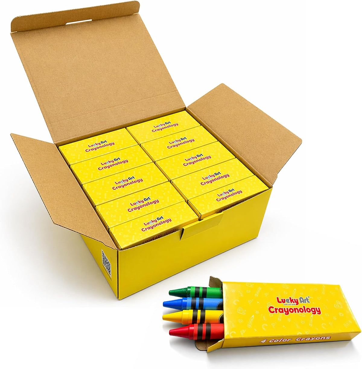 Lucky Art Crayonology bulk crayons, 20 individually wrapped 4-packs of red, yellow, blue and green - view 5