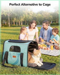 Morpilot Cat Carrier Soft for Large Medium Cats and Puppy up to – Essentials for Dogs - Green / 17.3"L x 12.2"W x 13.4"H - image 4