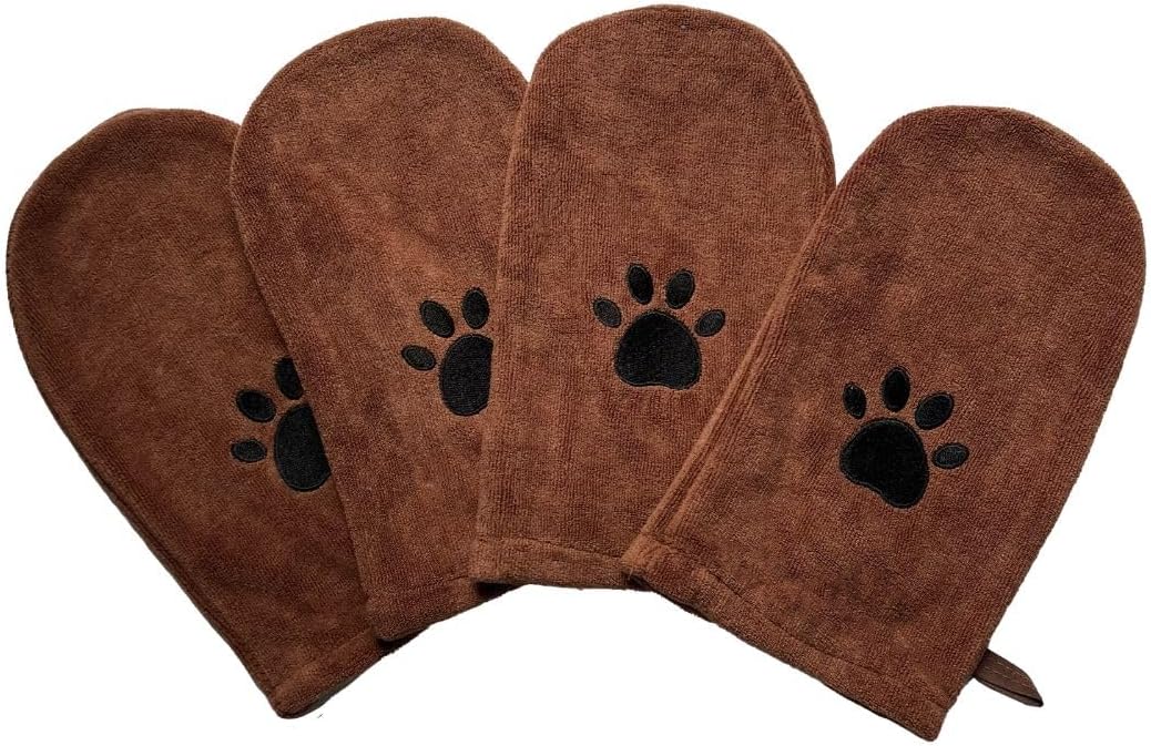 Penny & Niko Microfiber Pet Towel Mitts - Standard - 4 pack / Brown